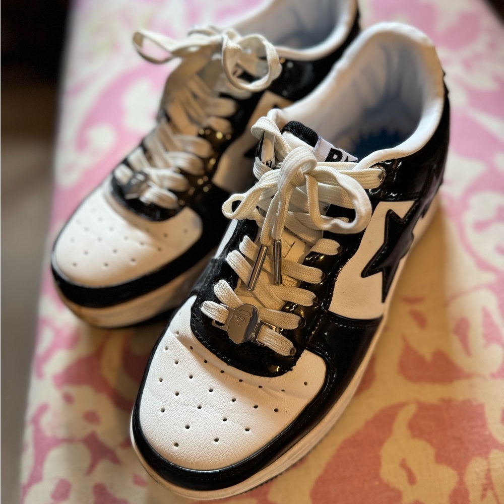 Bape Black and White Sneakers with Star Logo